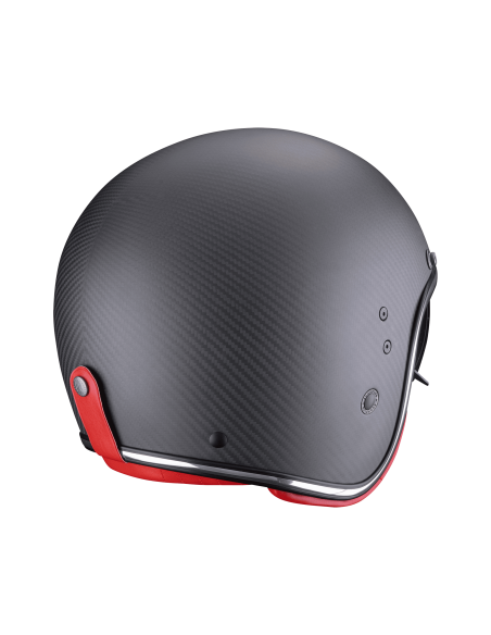 SCORPION BELFAST CARBON EVO MATT BLACK/RED ATVIRAS MOTO ŠALMAS