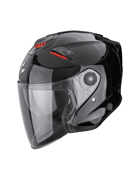 SCORPION EXO-GT JET BLACK/RED OPEN MOTORCYCLE HELMET