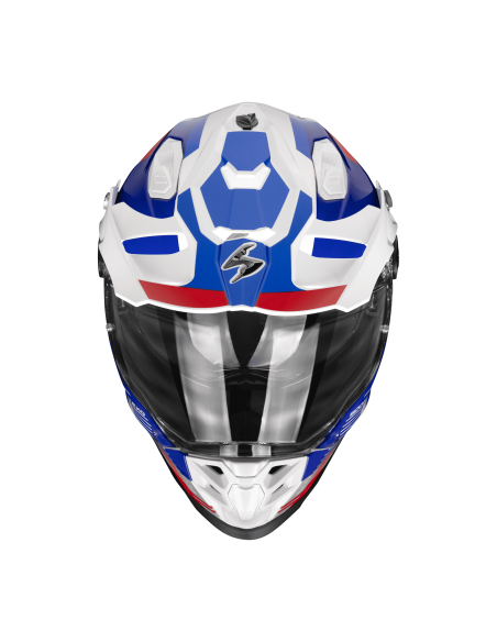 SCORPION ADF-9000 AIR FEAT MATT WHITE/BLUE/RED ADVENTURE MOTO HELMET