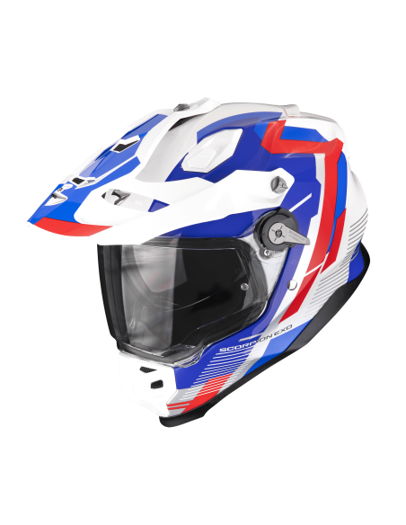 SCORPION ADF-9000 AIR FEAT MATT WHITE/BLUE/RED ADVENTURE MOTO ŠALMAS