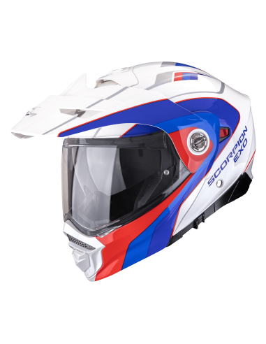 SCORPION ADX-2 KAMPS WHITE/RED/BLUE ADVENTURE MOTO ŠALMAS