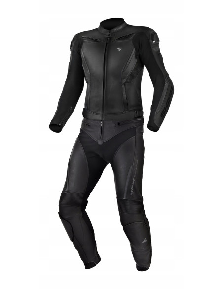 SHIMA CHASE BLACK 2-PIECE LEATHER MOTO SUIT