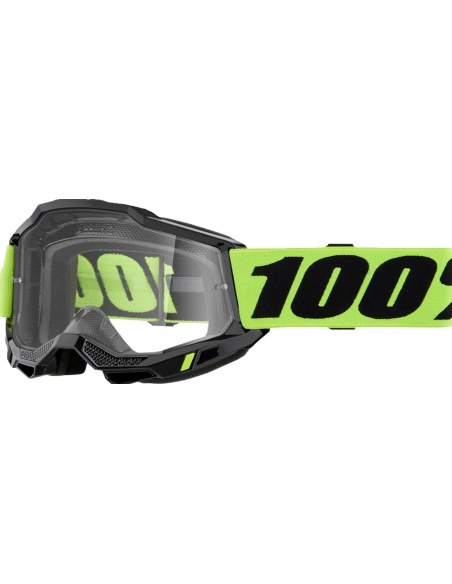 100% ACCURI 2 BLACK/FLUORESCENT GREEN MOTOCROSS GOGGLES