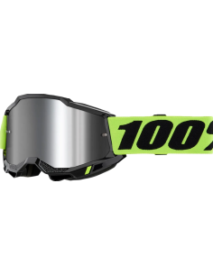 100% ACCURI 2 BLACK/FLUORESCENT GREEN-SILVER MOTOCROSS GOGGLES