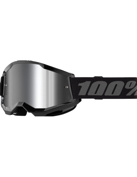100% STRATA 2 BLACK/DARK GREY-SILVER MOTOCROSS GOGGLES