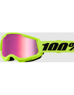 100% STRATA 2 BLACK/FLUORESCENT YELLOW-PINK MOTOCROSS GOGGLES