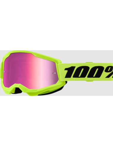 100% STRATA 2 BLACK/FLUORESCENT YELLOW-PINK MOTOCROSS GOGGLES