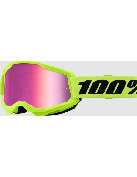 100% STRATA 2 BLACK/FLUORESCENT YELLOW-PINK MOTOCROSS GOGGLES