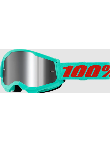 100% STRATA 2 CYAN/RED-SILVER MOTOCROSS GOGGLES