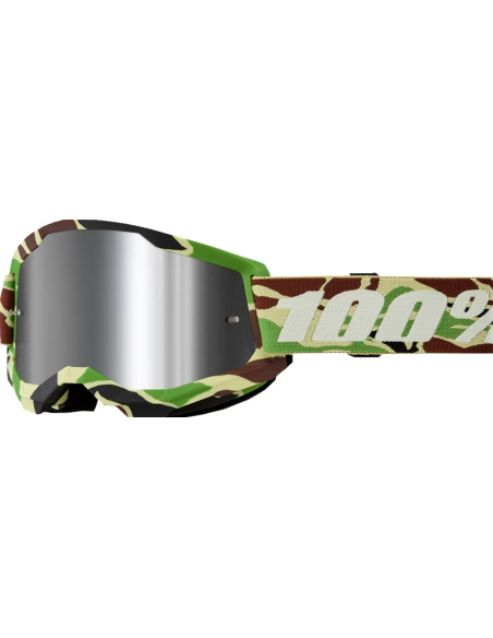 100% STRATA 2 BLACK/BROWN/GREEN-SILVER MOTOCROSS GOGGLES