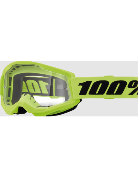 100% KIDS' STRATA 2 BLACK/FLUORESCENT YELLOW MOTOCROSS GOGGLES