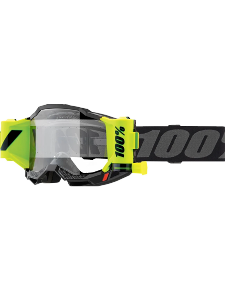 100% ACCURI 2 FORECAST ROLL-OFF BLACK/FLUORESCENT YELLOW/DARK GRAY MOTOCROSS GOGGLES