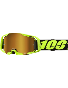 100% ARMATIC BLACK/FLUORESCENT YELLOW-GOLD MOTOCROSS GOGGLES