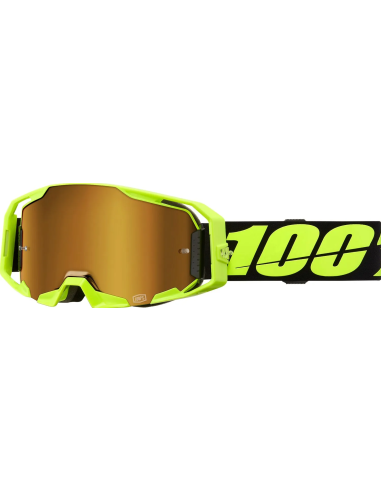 100% ARMATIC BLACK/FLUORESCENT YELLOW-GOLD MOTOCROSS GOGGLES