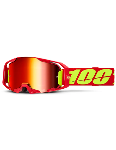 100% ARMATIC RED/FLUORESCENT YELLOW-RED MOTOCROSS GOGGLES