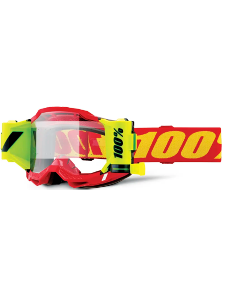100% ACCURI 2 FORECAST ROLL-OFF RED/YELLOW/FLUORESCENT YELLOW MOTOCROSS GOGGLES