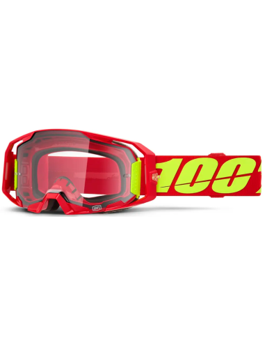 100% ARMATIC RED/FLUORESCENT YELLOW MOTOCROSS GOGGLES