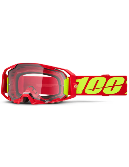 100% ARMATIC RED/FLUORESCENT YELLOW MOTOCROSS GOGGLES