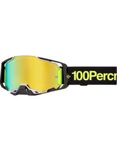 100% ARMEGA BLACK/WHITE/FLUORESCENT YELLOW-GOLD MOTOCROSS GOGGLES