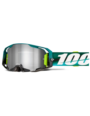 100% ARMATIC BLACK/GREEN/FLUORESCENT GREEN-SILVER MOTOCROSS GOGGLES