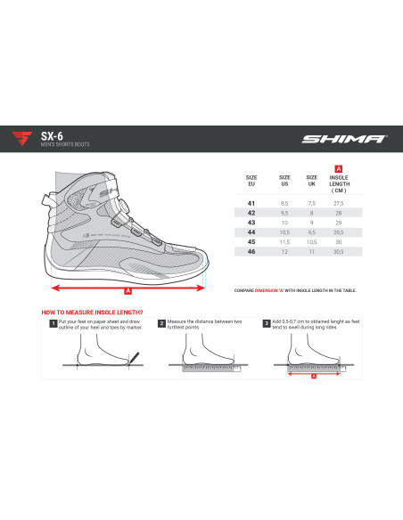 SHIMA SX-6 BLACK/WHITE/RED TRUMPI MOTO BATAI