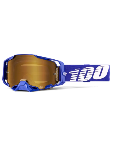 100% ARMEGA BLUE/WHITE/BRONZE-GOLD MOTOCROSS GOGGLES