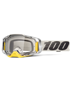 100% ARMEGA SILVER/WHITE/YELLOW MOTOCROSS GOGGLES