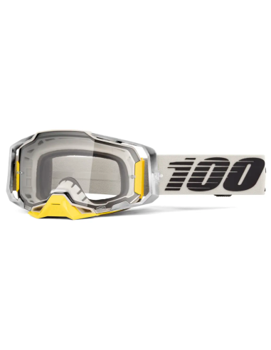 100% ARMEGA SILVER/WHITE/YELLOW MOTOCROSS GOGGLES