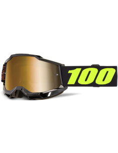 100% ACCURI 2 BLACK/YELLOW-GOLD MOTOCROSS GOGGLES