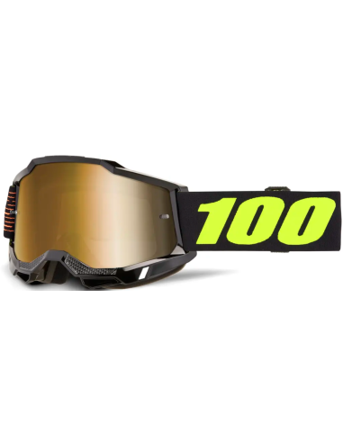 100% ACCURI 2 BLACK/YELLOW-GOLD MOTOCROSS GOGGLES