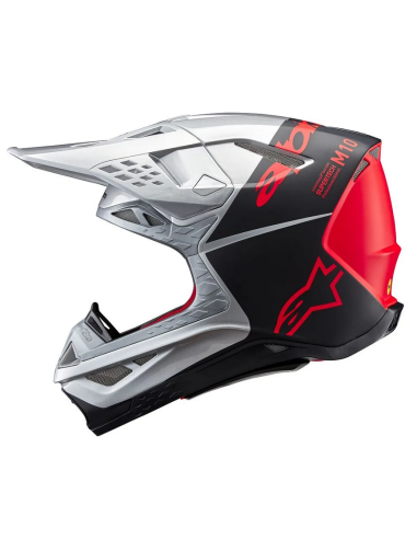 ALPINESTARS SUPERTECH M10 FLOOD BLACK/ORANGE/SILVER CROSS MOTO HELMET