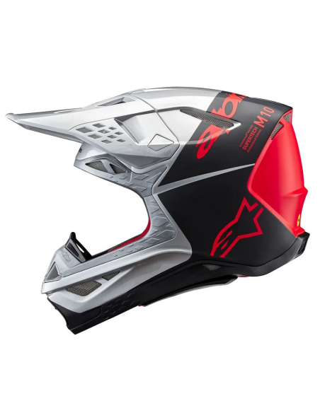 ALPINESTARS SUPERTECH M10 FLOOD BLACK/ORANGE/SILVER CROSS MOTO HELMET