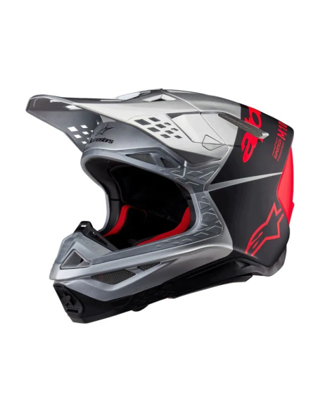 ALPINESTARS SUPERTECH M10 FLOOD BLACK/ORANGE/SILVER CROSS MOTO HELMET