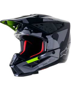 ALPINESTARS SUPERTECH M5 ROVER BLACK/GREY/LUORESCENT GREEN CROSS MOTO HELMET