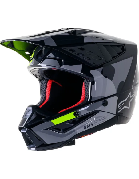 ALPINESTARS SUPERTECH M5 ROVER BLACK/GREY/LUORESCENT GREEN CROSS MOTO HELMET