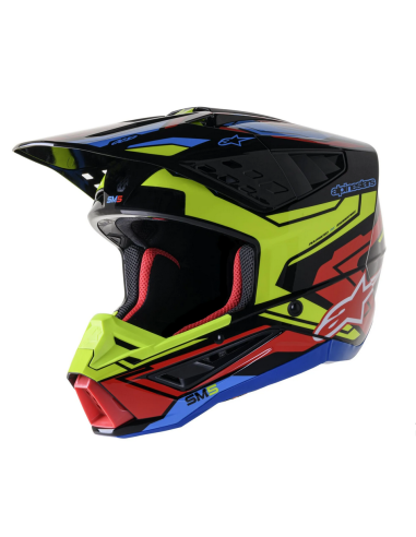 ALPINESTARS SUPERTECH M5 ACTION 2 BLACK GLOSS/YELLOW CROSS MOTO HELMET