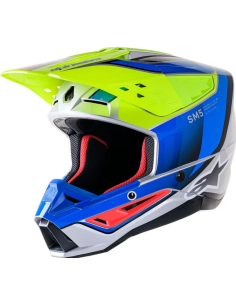 ALPINESTARS SUPERTECH M5 SAIL BLACK/BLUE/GRAY/FLUORESCENT YELLOW CROSS MOTO HELMET