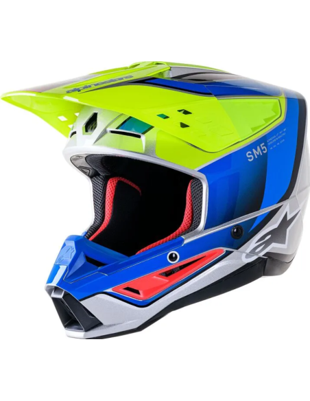 ALPINESTARS SUPERTECH M5 SAIL BLACK/BLUE/GRAY/FLUORESCENT YELLOW CROSS MOTO HELMET