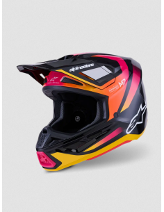 ALPINESTARS SM7 RISE BLACK/PINK/YELLOW KROSINIS MOTO ŠALMAS