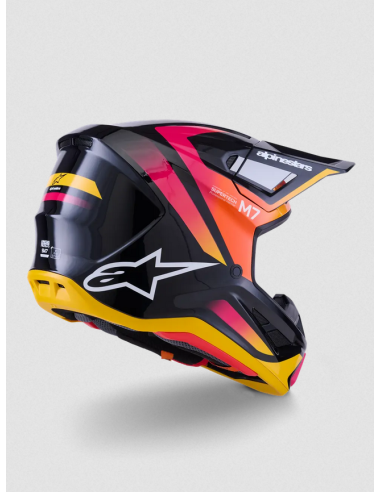 ALPINESTARS SM7 RISE BLACK/PINK/YELLOW KROSINIS MOTO ŠALMAS
