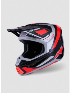 ALPINESTARS SM7 RISE BLACK/RED/SILVER KROSINIS MOTO ŠALMAS
