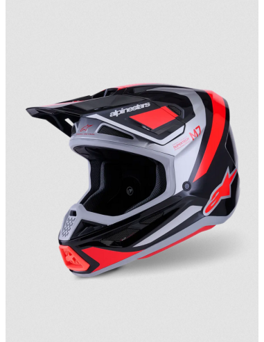 ALPINESTARS SM7 RISE BLACK/RED/SILVER KROSINIS MOTO ŠALMAS