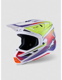 ALPINESTARS SM7 FUSE PURPLE/WHITE/YELLOW KROSINIS MOTO ŠALMAS