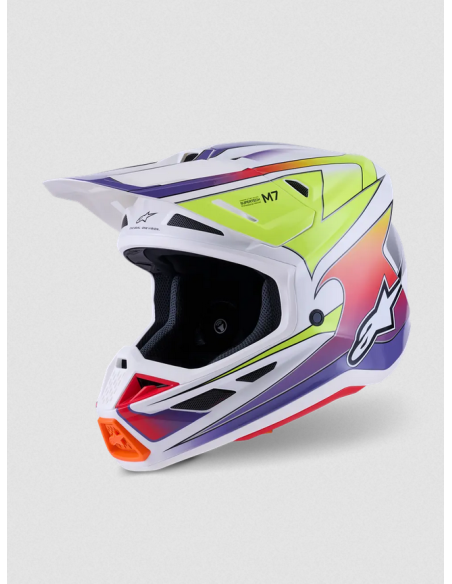 ALPINESTARS SM7 FUSE PURPLE/WHITE/YELLOW KROSINIS MOTO ŠALMAS
