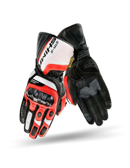 SHIMA STR-2 BLACK/WHITE/RED FLUO MOTO PIRŠTINĖS