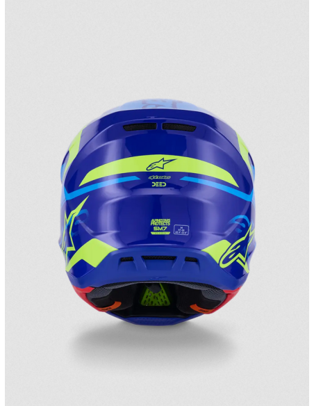 ALPINESTARS SM7 DEED BLUE/YELLOW CROSS MOTO HELMET