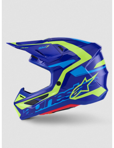 ALPINESTARS SM7 DEED BLUE/YELLOW KROSINIS MOTO ŠALMAS