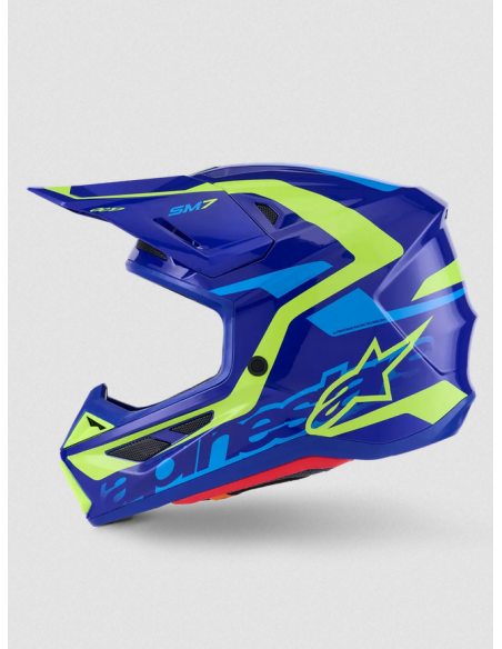 ALPINESTARS SM7 DEED BLUE/YELLOW CROSS MOTO HELMET