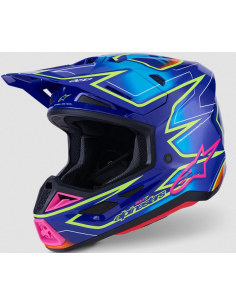 ALPINESTARS SM7 CAST BLUE/PINK/YELLOW CROSS MOTO HELMET