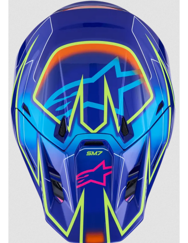 ALPINESTARS SM7 CAST BLUE/PINK/YELLOW KROSINIS MOTO ŠALMAS